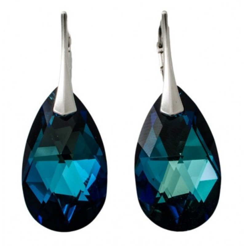 Earrings Pear, Bermuda Blue, 22 mm
