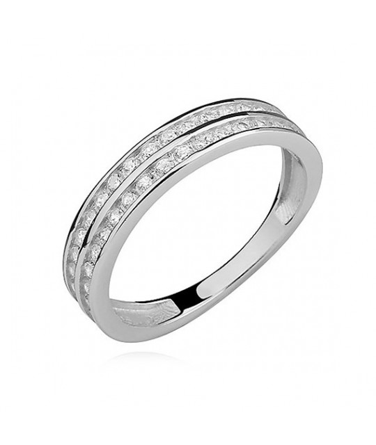 Silver ring with white zirconia, EU-17