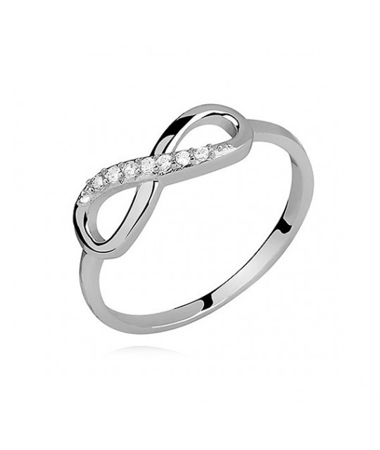 Sidabrinis žiedas su baltu cirkoniu „Infinity“, EU-12