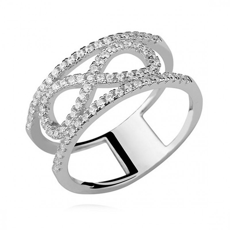 Silver ring with white zirconia, Infinity EU-13