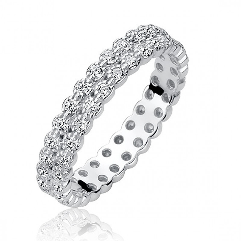 Серебряное кольцо с белым цирконием, EU-13