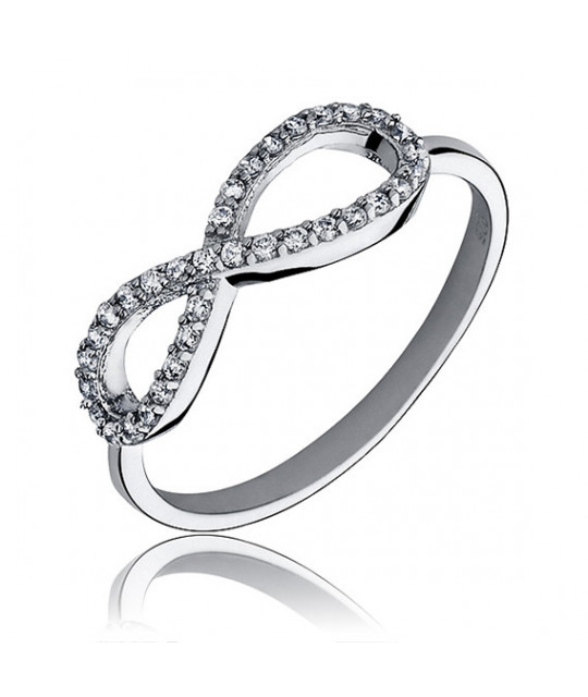 Silver ring with white zirconia, Infinity EU-14