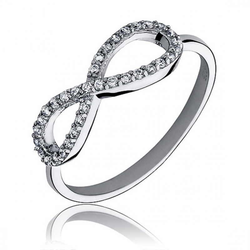 Silver ring with white zirconia, Infinity EU-12