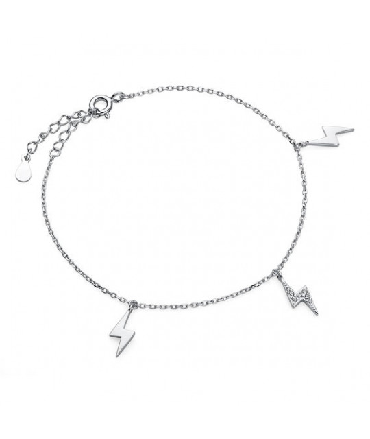 Silver bracelet, Lightning with zirconia