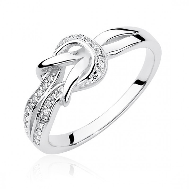 Silver ring with zirconia, Knot EU-14