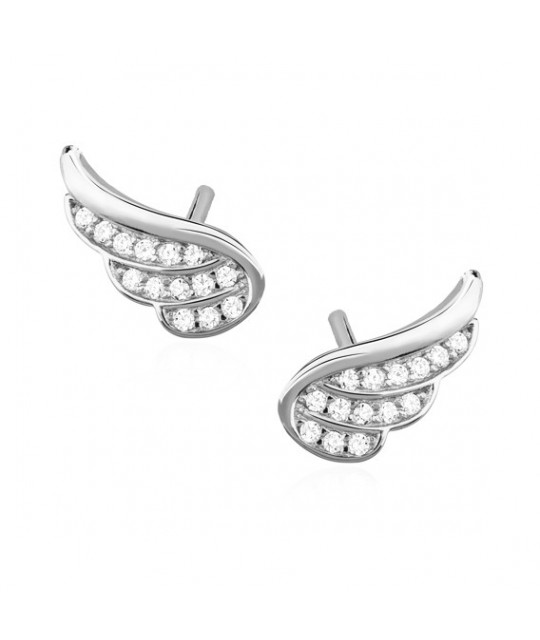 Silver earrings with zirconia, Wings