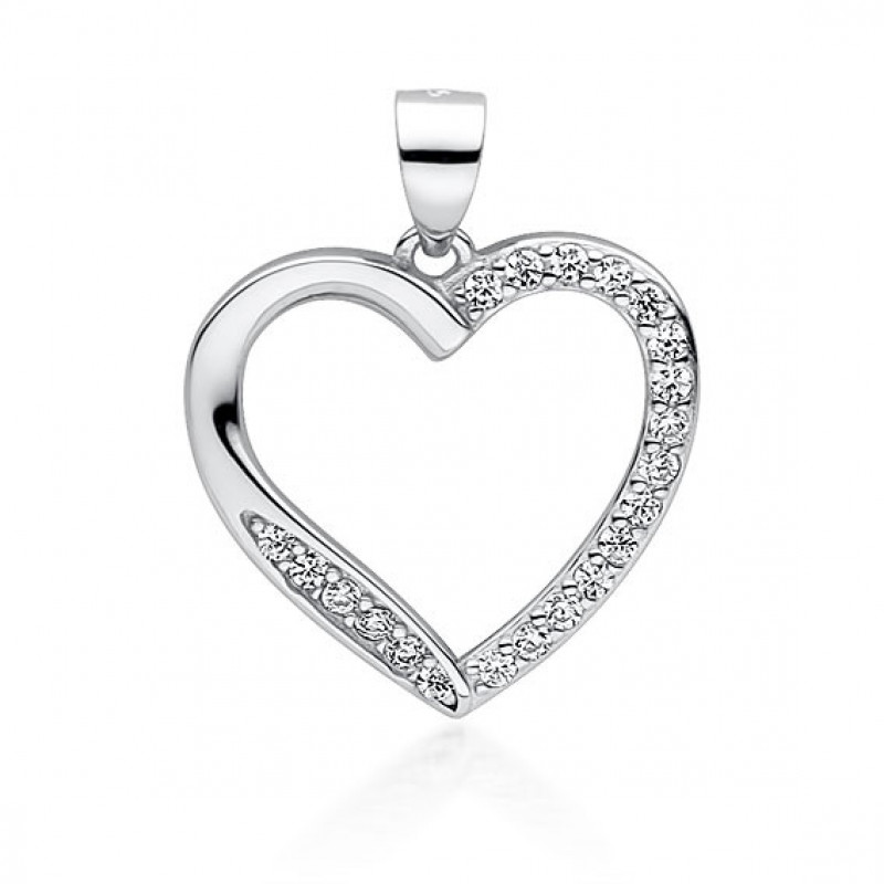 Silver pendant with zirconia, Hollow heart