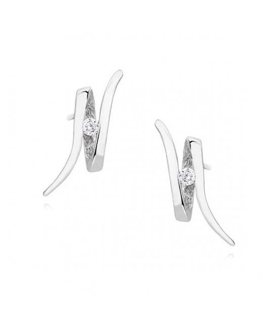 Silver earrings with white zirconia