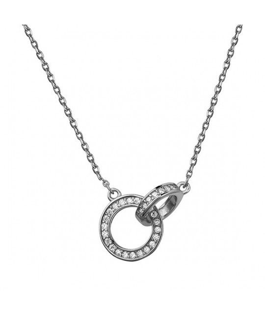 Silver necklace, Circles with zirconia