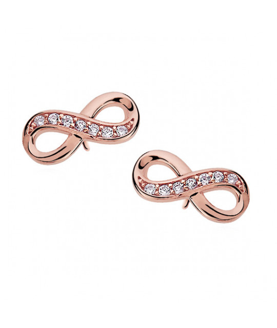 Rožinio aukso spalvos auskarai su cirkonio, Infinity