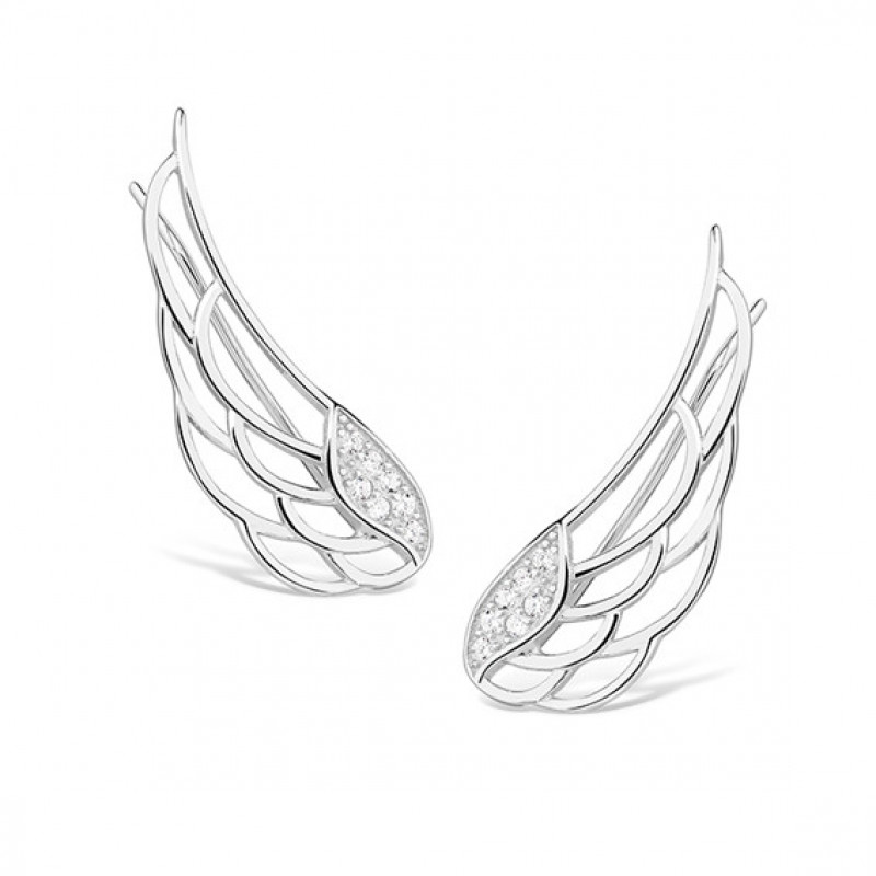 Silver cuff earrings, Wings with zirconia