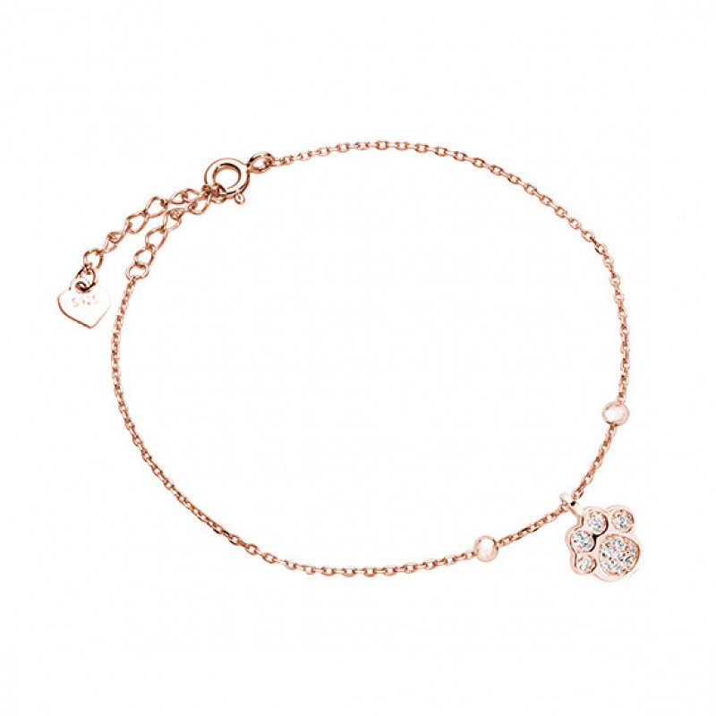 Silver rose gold-plated bracelet, Dog/cat paw