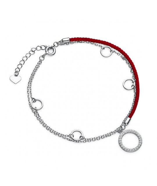 Silver and red bracelet, Circles
