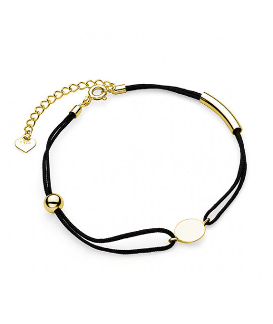 Gold-plated black bracelet, Circle