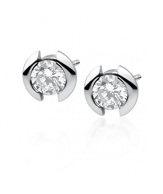 Silver earrings with white zirconia