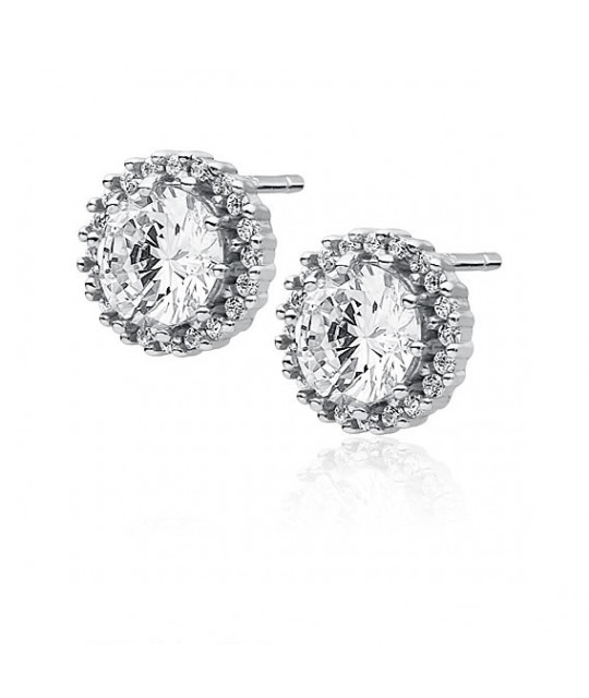 Silver earrings, White zirconia