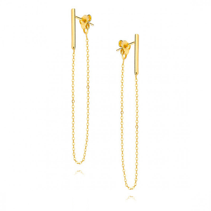 Silver earrings, Gold-plated chain