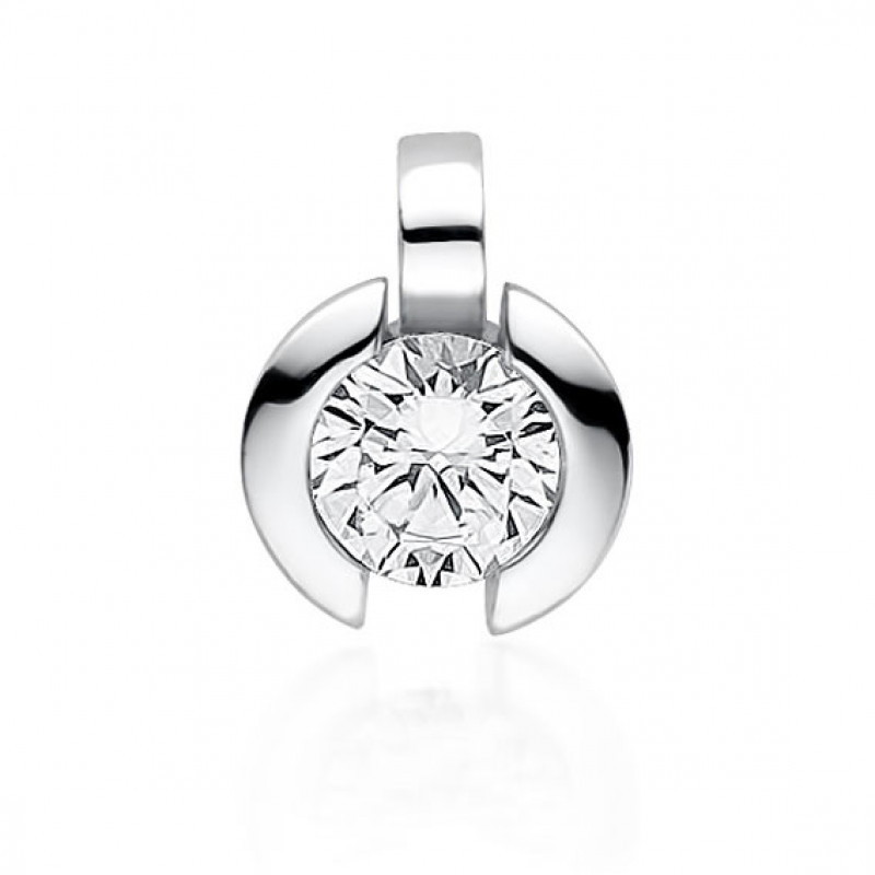 Silver pendant with white zirconia, 13x10 mm