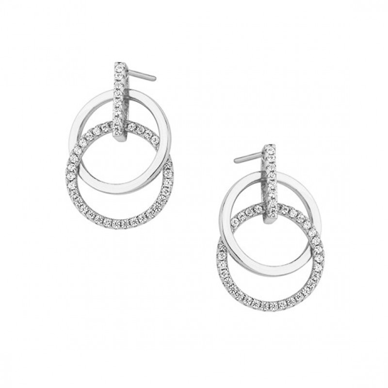 Silver earrings, Cirlces with zirconia