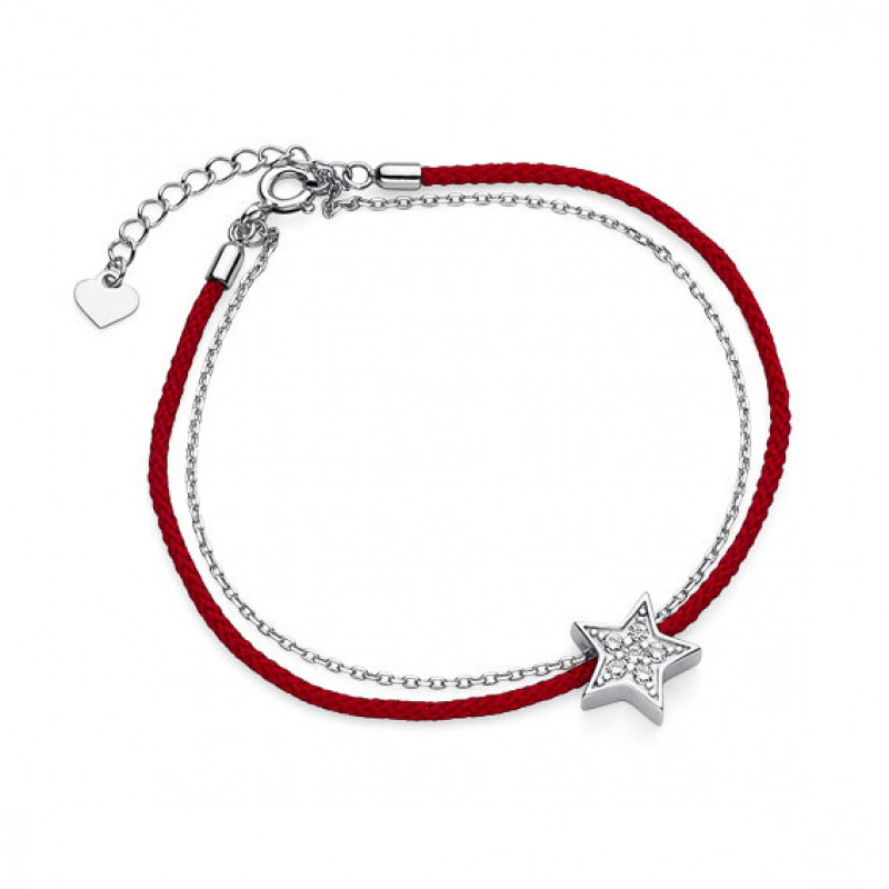 Red Kabbalah with silver charm, Star