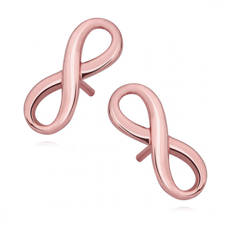 Pink gold plated earrings, Infinity