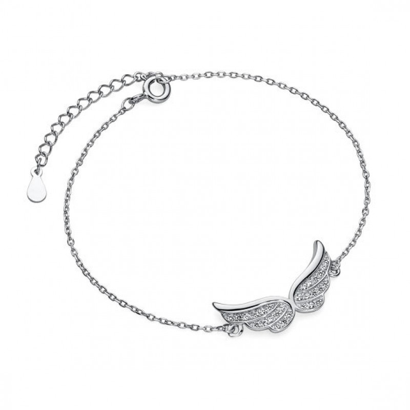 Silver bracelet, Wings with zirconia