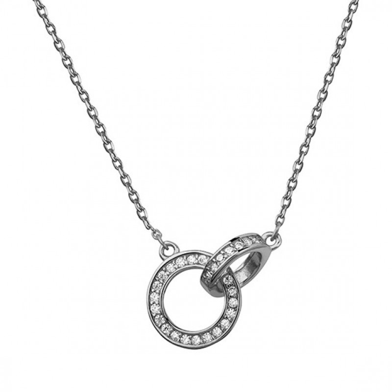 Silver necklace, Circles with zirconia