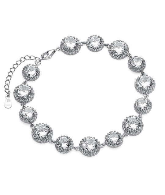 Silver fashionable bracelet, White zirconia