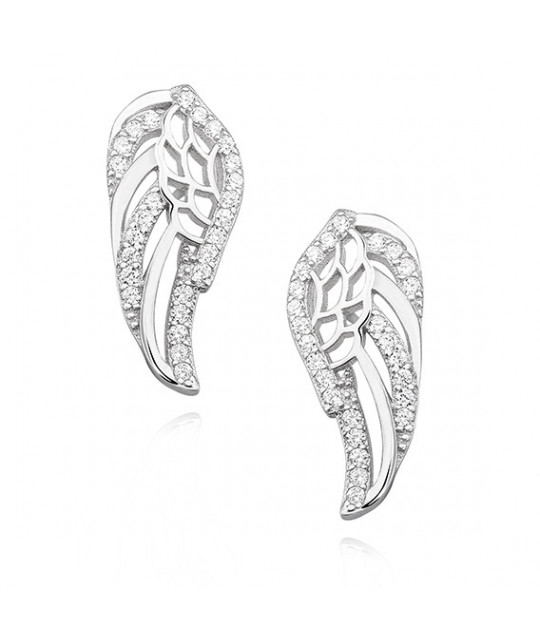 Silver earrings, Wings with zirconia