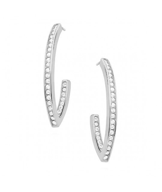 Silver earrings with zirconia, 26,5 mm