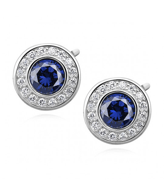 Silver earrings with zirconia, Sapphire