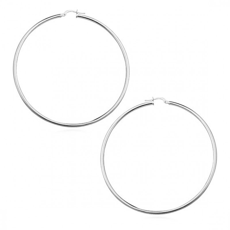 Highly polished silver earrings, Hoops