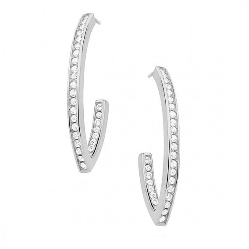 Silver earrings with zirconia, 26,5 mm