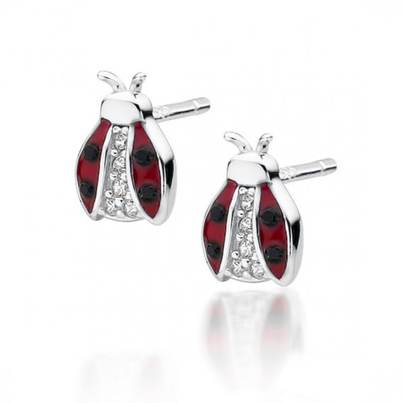Silver earrings, Ladybugs