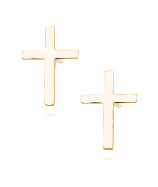 Silver earrings, Gold-plated crosses