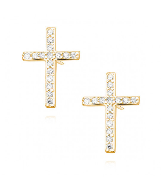 Silver earrings with zirconia, Crosses
