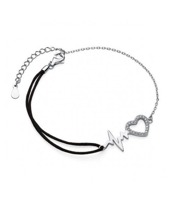 Silver bracelet, Heart and Pulse