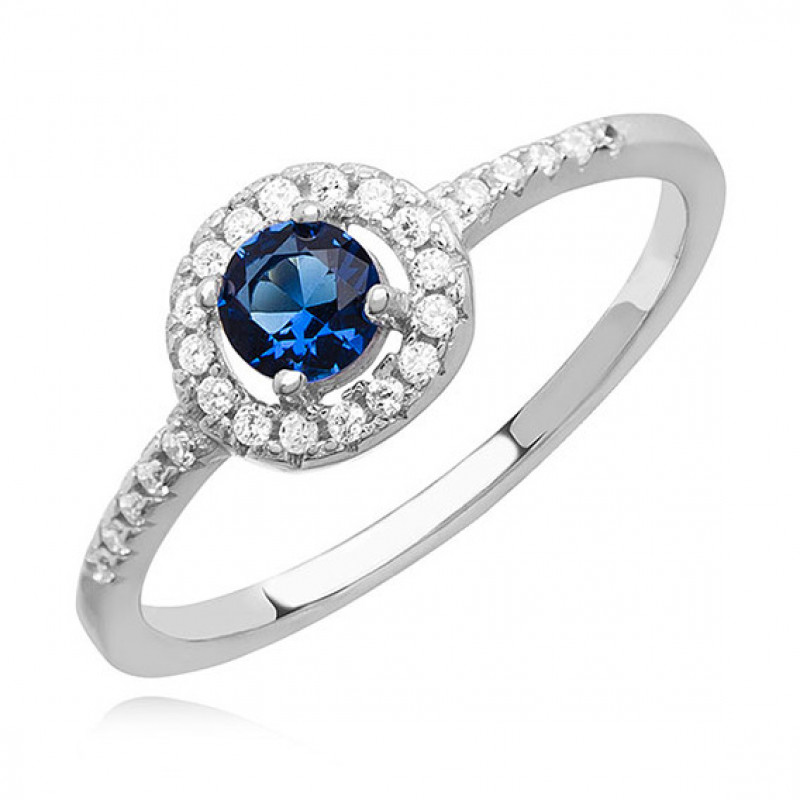 Silver ring with sapphire zirconia,  EU-16