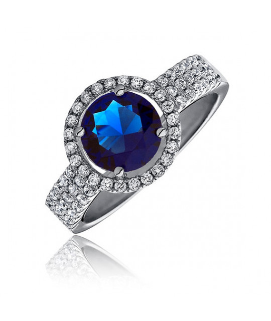 Silver ring with sapphire zirconia, EU-16