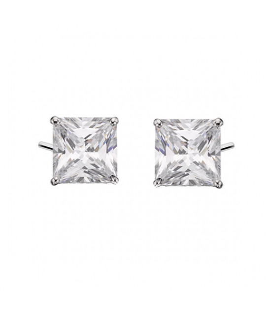 Silver earrings with white zirconia, 10 x 10mm