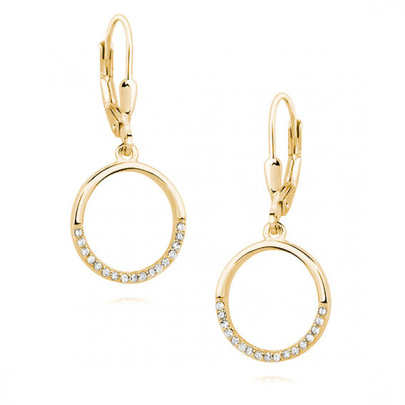 Silver earrings, Circle with white zirconia