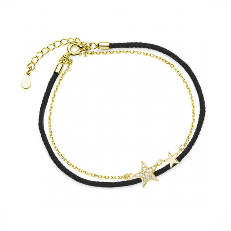 Silver gold-plated bracelet, Stars with zirconia
