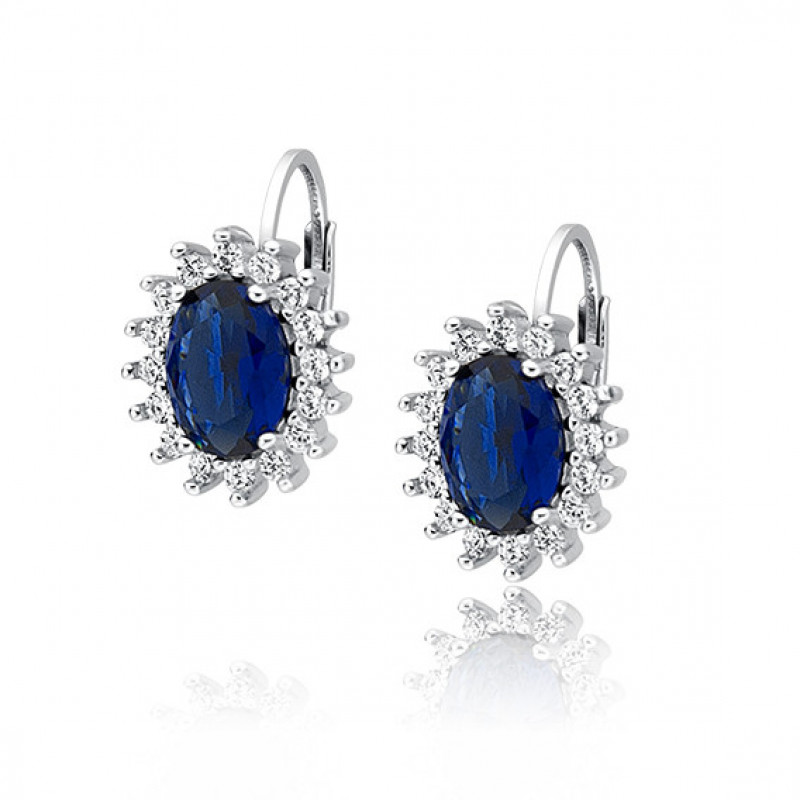 Silver earrings with sapphire zirconia