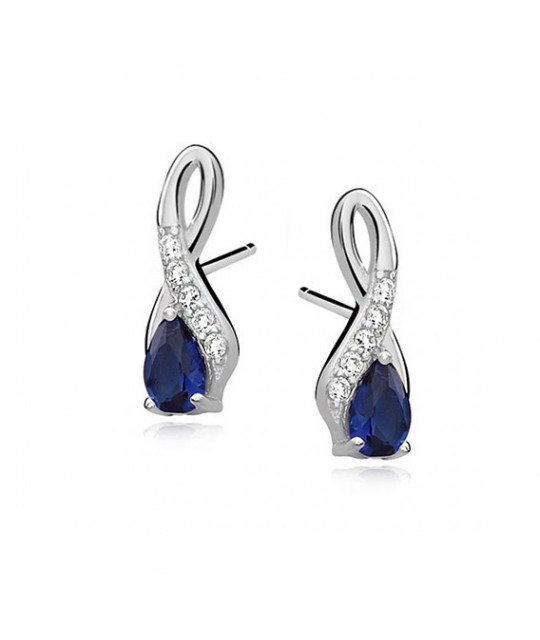 Silver earrings, Sapphire
