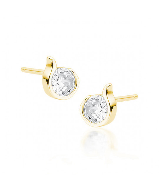 Gold-plated silver earrings with white zirconia