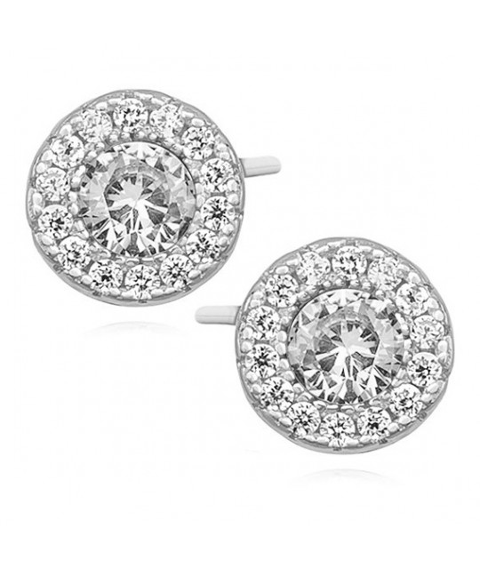 Silver elegant round earrings with zirconia