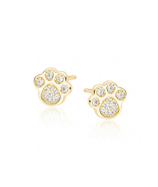 Silver earrings, Gold-plated dog/cat paw