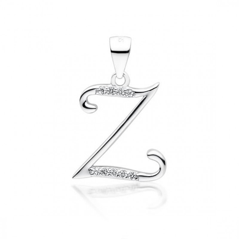 Silver pendant with white zirconia, letter Z