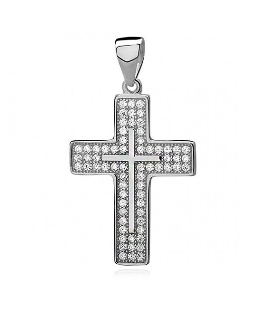 Silver pendant with zircon, Cross