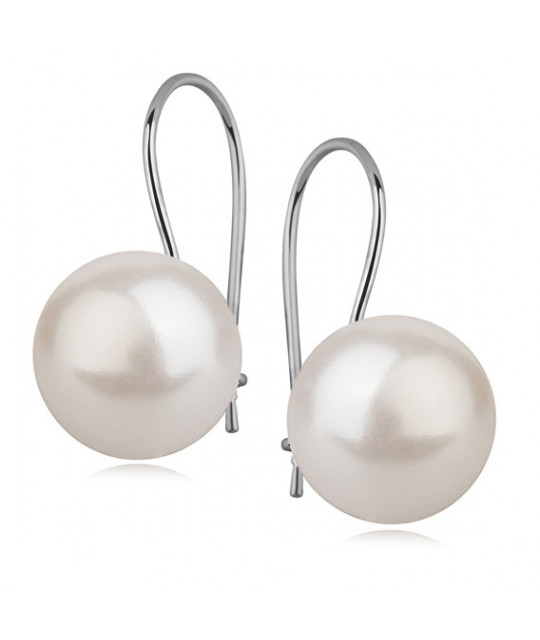 Silver earrings, White pearl